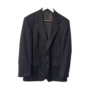 Vintage 80s-90s Bill Blass for Strawbridge 100% Wool 2-Button Sport Coat‎ Navy